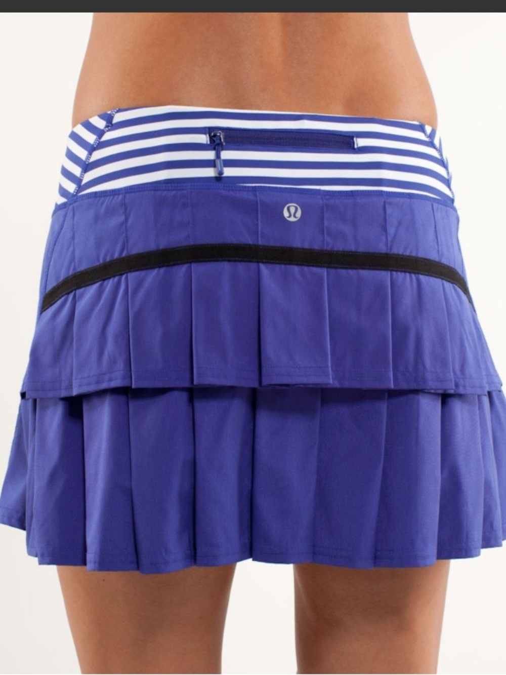 Lululemon Skort Run Pace Setter Skirt Skort Lining Blue White Size 6 Rare